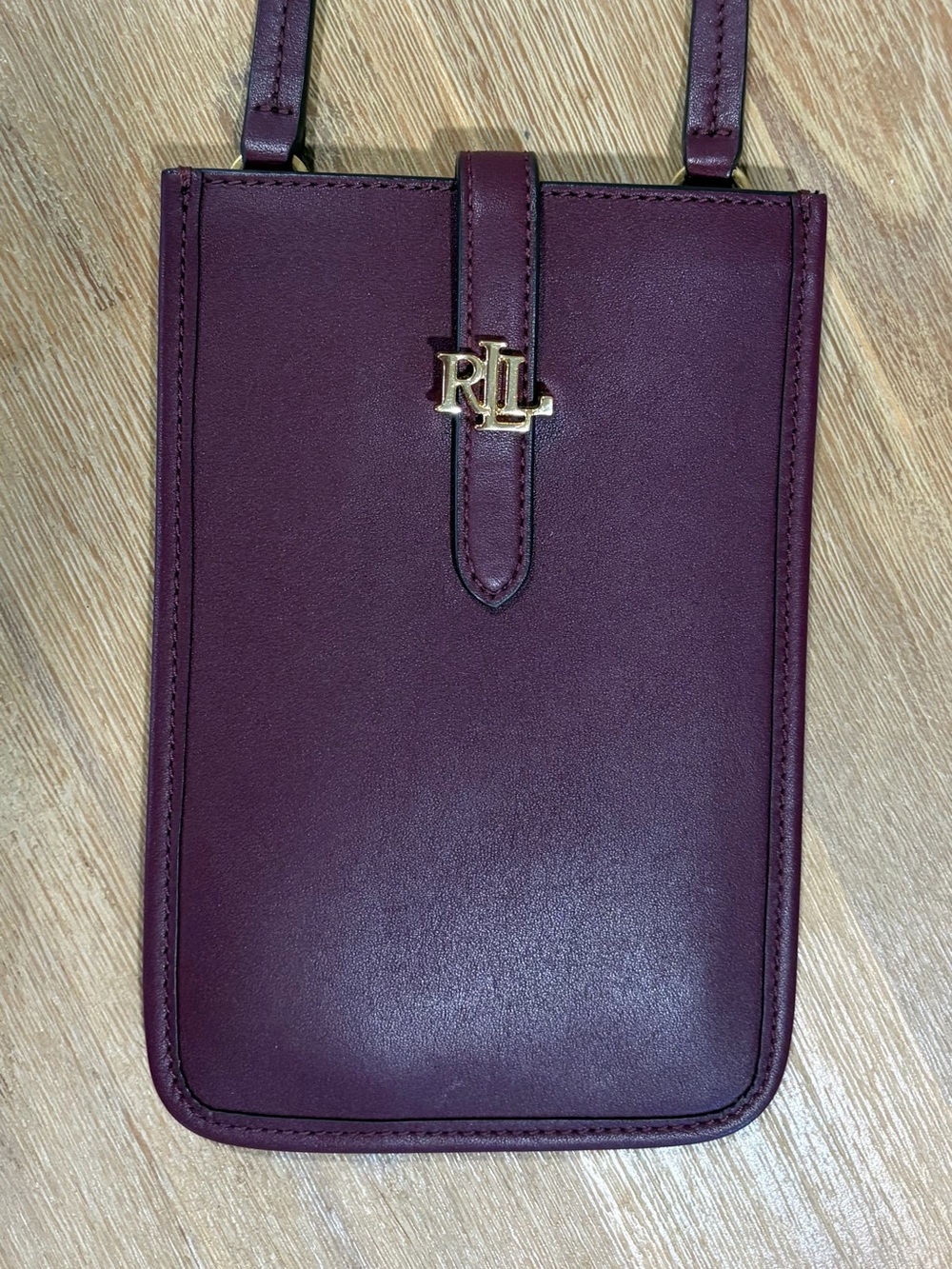 Ralph Lauren Leather Crossbody Phone Pouch - Burgundy